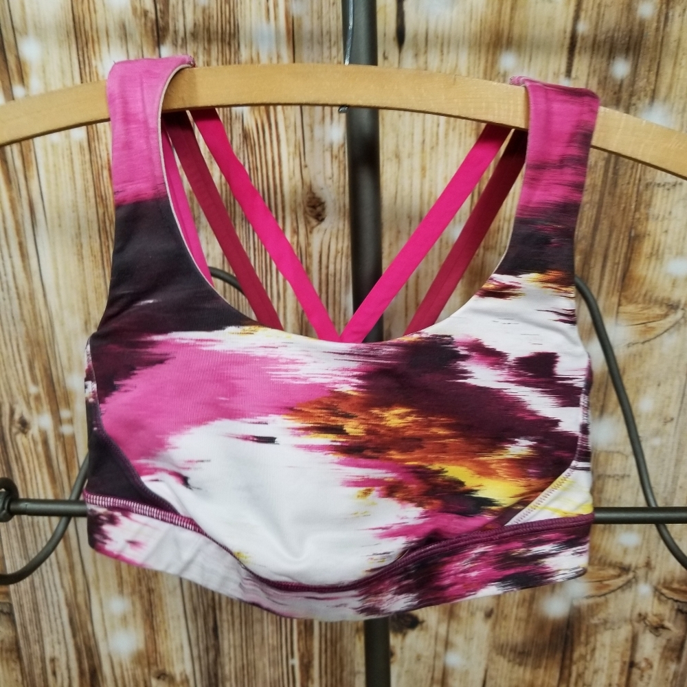 Lululemon Energy Bra Exhale Pigment Wind Berry Rumble Multi Pink Sz 4 RARE FIND!